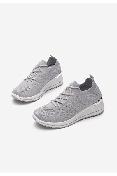 B T Shoes Šedé dámské tenisky na klínku Uvesa