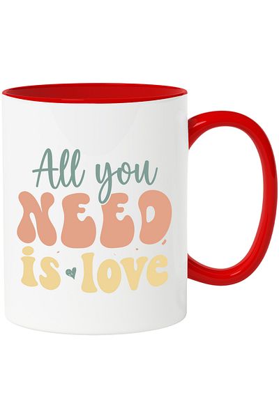 StoryGift Romania Heart mug for those who only need love with Red Handle, With R Handle