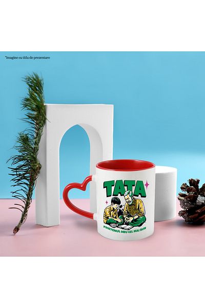 StoryGift Romania Dad best friend family love mug, 330ml, Ceramic with Red Heart Handle, With,STG.