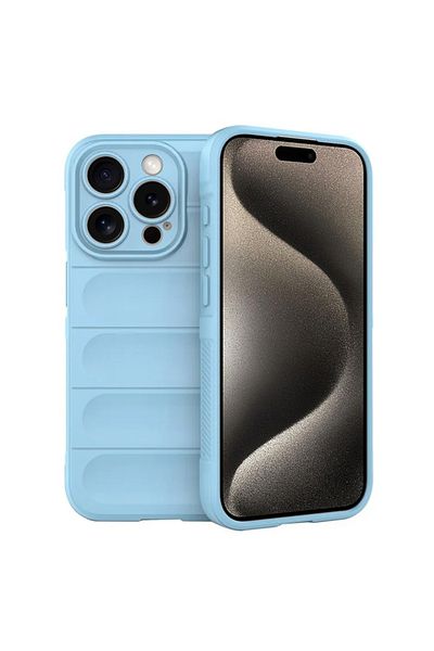 SKYDDAR INNOVATION Husă pentru iPhone 15 Pro Max, Vogue, covoraș din silicon, albastru, set de autocolante
