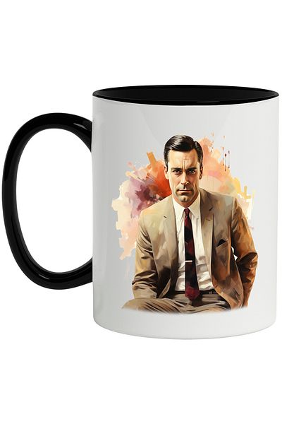 StoryGift Romania Mug With Don Draper, Mad Men, Series, Character, Costume, Multicolor 330 ml, Ceramics, With