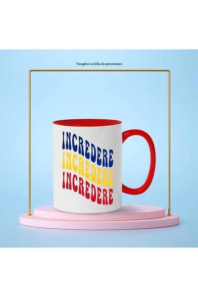 StoryGift Romania Mug The Word Trust, in the Colors of the Romanian Flag, Red, Yellow, Blue,, With,STG.