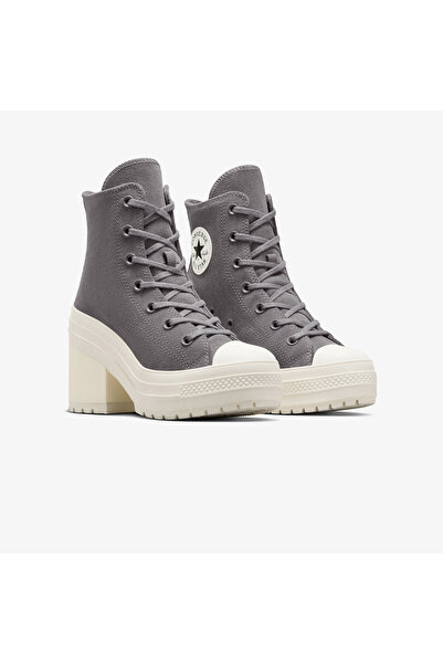 Converse Chuck 70 De Luxe Heel Unisex Gri Deri Platform Sneaker