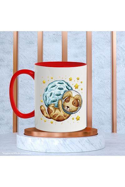 StoryGift Romania Cana Cu Catel, Astronaut, Asteroid, Stele, Multicolor 330 Ml, Ceramica Cu Maner , Cu ,stg