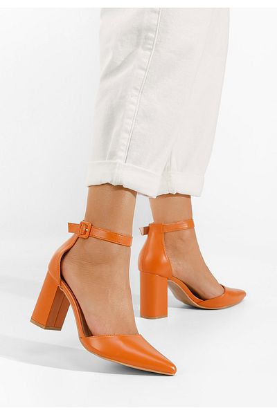 B T Shoes Pantofi Cu Toc Gros Daphne Portocalii