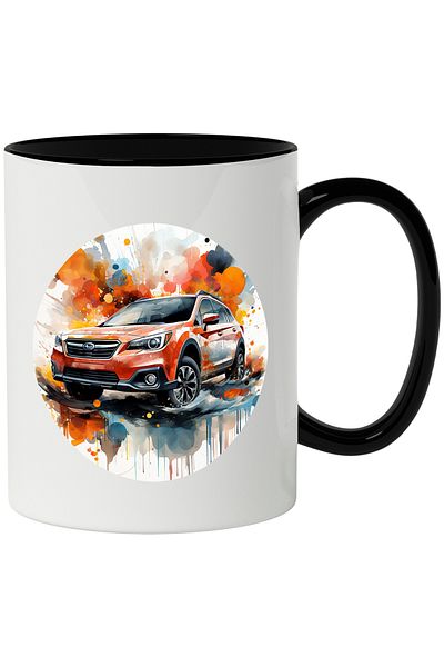 StoryGift Romania Mug With Car, Circle, Polka Dots, Paint, Wheels, Brand, Multicolor 330 ml, Ceramic c, With