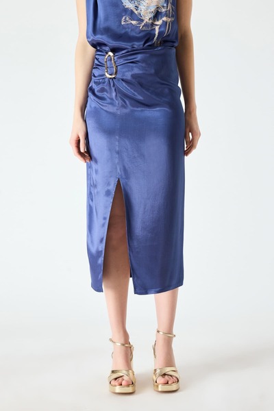 FEVER Toka detaylı yırtmaçlı saten etek