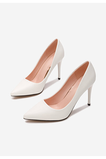 B T Shoes Bílé lodičky do špičky Donia V2