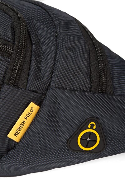 Newish Men's Black Crossbody Cross Chest Shoulder and Waist Bag with USB Headphone Output