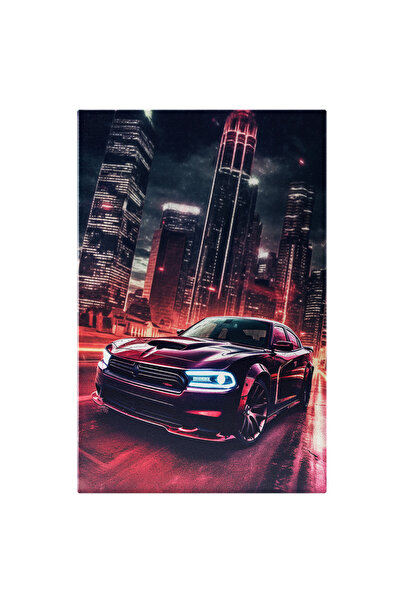 StoryGift Romania Tablou Canvas: Masina Intr-un Oras Aglomerat - Neon Noapte ...