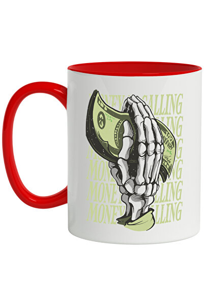 StoryGift Romania Cana Cu Mesaj In Engleza Money Calling, Bani, Mana, Schelet, Multicolor 330 Ml, , Cu ,stg