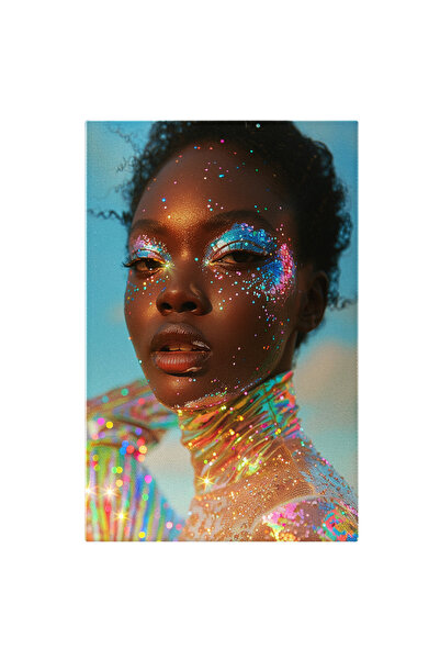 StoryGift Romania Canvas Painting Catwalk Makeup Black Woman With Glitter Acc...