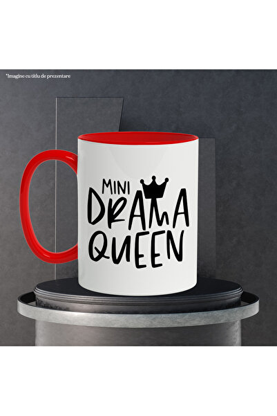StoryGift Romania Mug with a royal crown and the text in English "Mini drama queen" - miniregina dr, Cu,STG