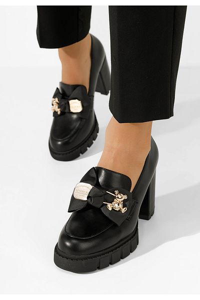 B T Shoes Pantofi Cu Toc Gros Breva V2 Negri