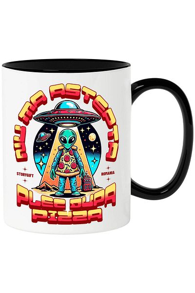 StoryGift Romania Spaceship Mug Court Child With Slice Of Pizza Kidnapped Text Pizza Disappeared, With