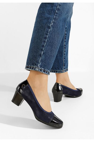 B T Shoes Pantofi Cu Toc Gros Samia Navy