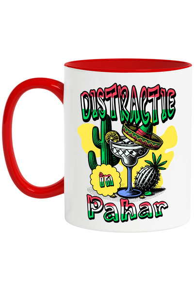 StoryGift Romania Cana Distractie În Pahar Cocktail Mexican Alcool, 330ml, Ceramic Cu Maner Rosu, Cu Ma,stg
