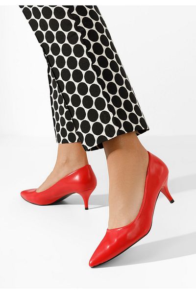 B T Shoes Modena Red Mid Heel Shoes