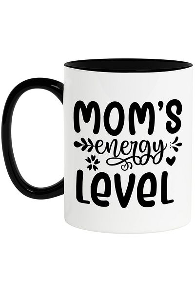 StoryGift Romania Mug with heart and the text "Mom's energy level" - mother's energy level c, Cu