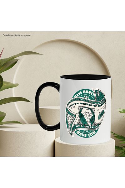 StoryGift Romania Mug With Message Save Money And It'll Save You, Dollars, Financial, Multicolor 330 m, With