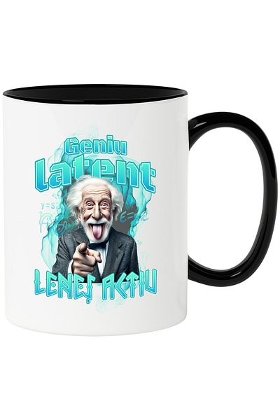 StoryGift Romania Lazy active latent genius mug, math, funny, 330ml, Ceramic with Black Handle, With