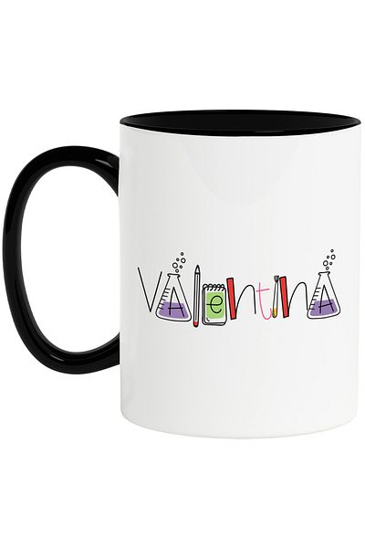 StoryGift Romania Cup With Name Valentina, School, Chemistry, Subjects, Algebra, Geometry, 330ml, What, With