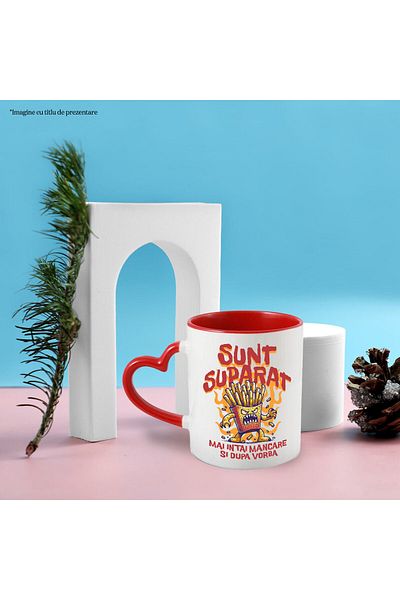 StoryGift Romania Angry Fries Mug In Flames Text I'm Angry First, With ,STG .