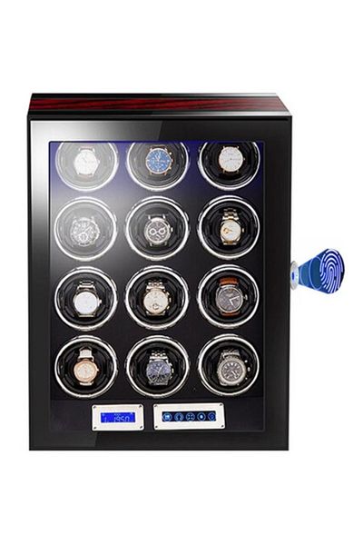 iUni Cutie automată de înfășurare a ceasurilor, Luxury Watch Winder 12, mahon-negru