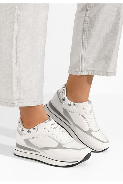 B T Shoes Sneakers Cu Platforma Aralda Albi