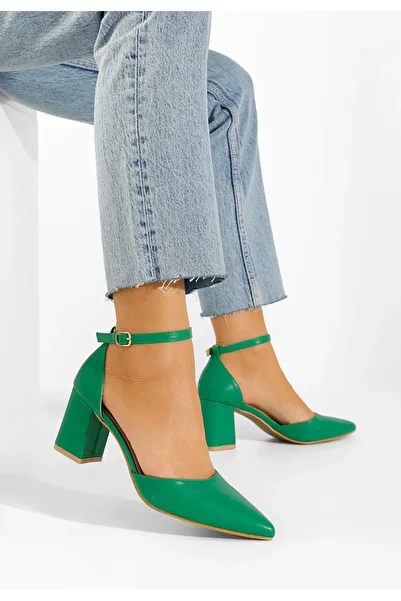 B T Shoes Zelené lodičky s páskem Alivila