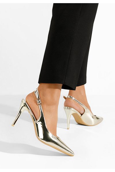 B T Shoes Sheria V2 Gold Slingback Stiletto Shoes