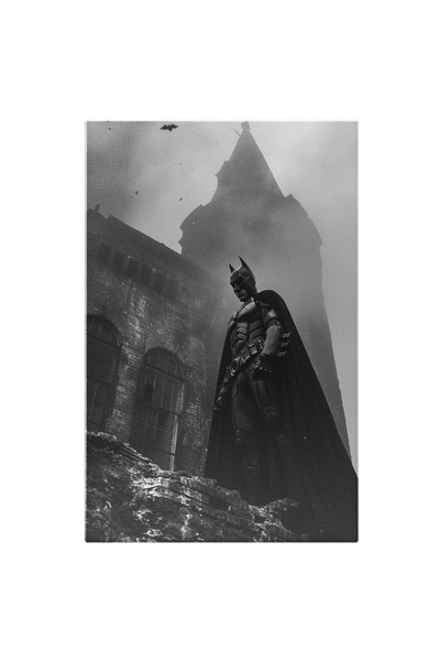 StoryGift Romania Tablou Canvas: Eroul Batman In Varful Cetatii Venit Pentru A Ajuta Oamenii Din Cetate In Peisa