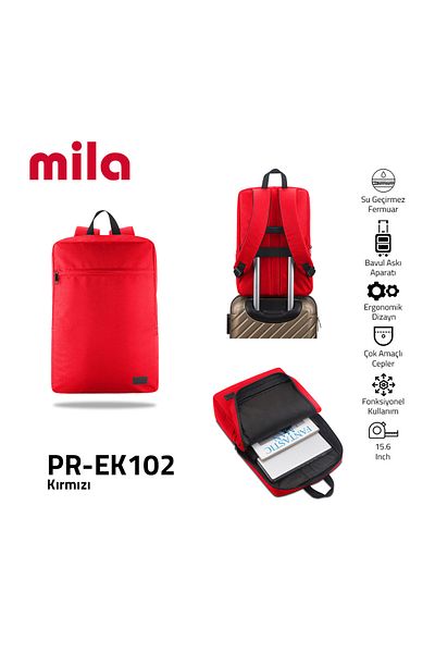 Mila Classone Pr-Ek102 15.6" Mila Laptop Backpack, Lenovo, Hp, Asus, Macbook, Mac Air Compatible - Red