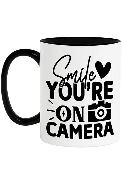 StoryGift Romania Mug with the message in English "Smile, you're on camera" - smile at the camera, With
