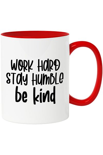 StoryGift Romania Mug with a message that encourages you to work hard, stay humble and be a b, Cu