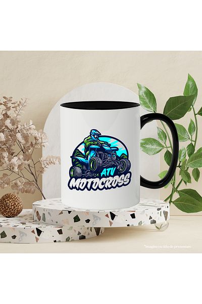 StoryGift Romania Mug With ATV Motocross Message, Helmet, Mountain, Sky, Sport, Multicolor 330 ml, Ceramics, With, STG.