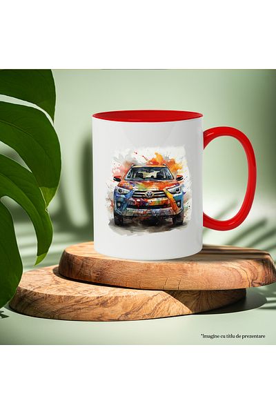 StoryGift Romania Mug With Car, SUV, Toyota 4Runner, Paint, Tire, Multicolor 330 ml, Ceramic, With ,STG