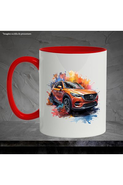 StoryGift Romania Car Mug, Mazda, Brand, Splash Paint, Wheels, Multicolor 330 ml, Ceramic, With,STG.