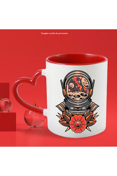 StoryGift Romania Astronaut Mug, Moon, Craters, Space, Stars, Costume, Flower, Multicolor 330 , With ,STG .