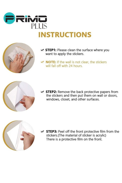 Primo Plus Hexagon Mirror Removable Wall Sticker Yellow 12-piece