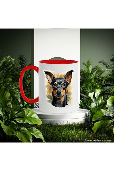 StoryGift Romania Mug with Dog Breed, Pinscher, Dog Lovers, Illustration, Multicolor 330 m, With