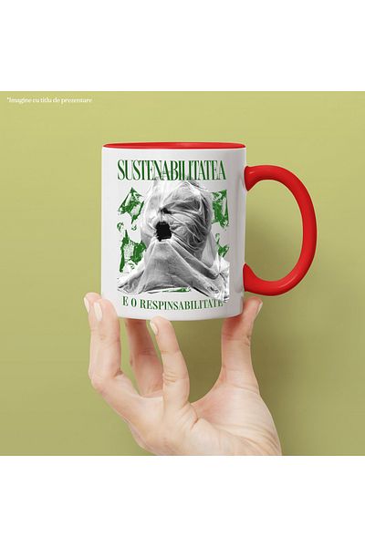 StoryGift Romania Mug sustainability is a responsibility plastic bag pollution, 330ml, Cerami, Cu, STG