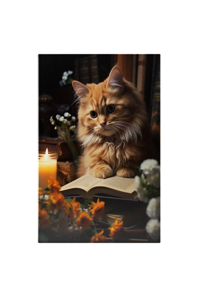 StoryGift Romania Tablou Canvas: O Pisicuta Care Tine O Carte Deschisa - Luma...