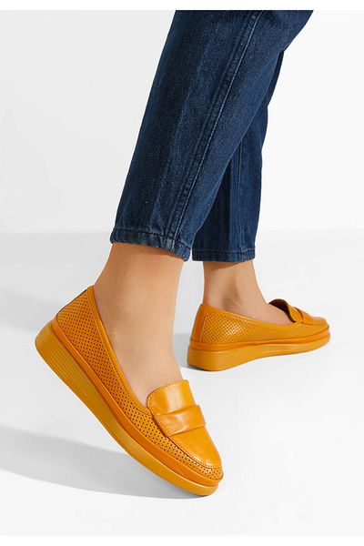 B T Shoes Sadira Yellow Genuine Leather Loafers