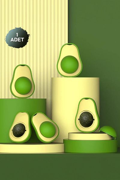 Soillium Natural & Edible Catnip Herb Avocado Cat Grass Special Adhesive 360 °   Rotating Catnip Licking Ball