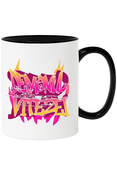 StoryGift Romania Car and adrenaline lovers mug Speed ​​demon, 330ml, Ceramic with Mane, With