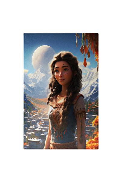 StoryGift Romania Tablou Canvas: Portret Femeie Caracter Indian Cu Luna În Fu...