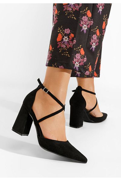 B T Shoes Pantofi Cu Toc Gros Demitra Negri
