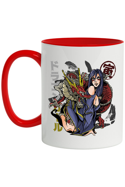 StoryGift Romania Cana Ilustratie Anime, Dragon, Fata, Simboluri, 330 Ml, Cer...