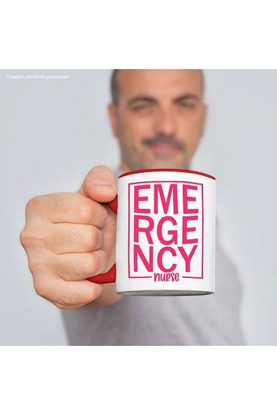StoryGift Romania Mug for emergency nurses with Red Handle, With Red Handle STG, STG
